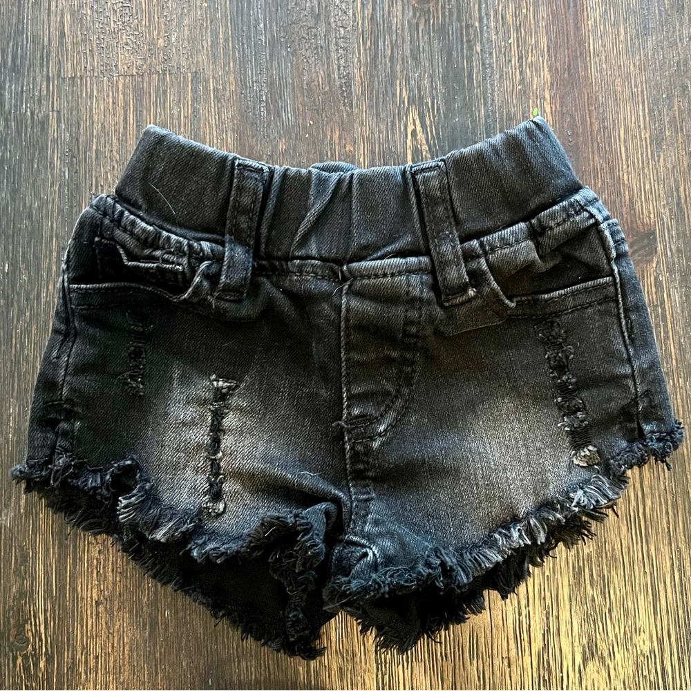 black denim shorts